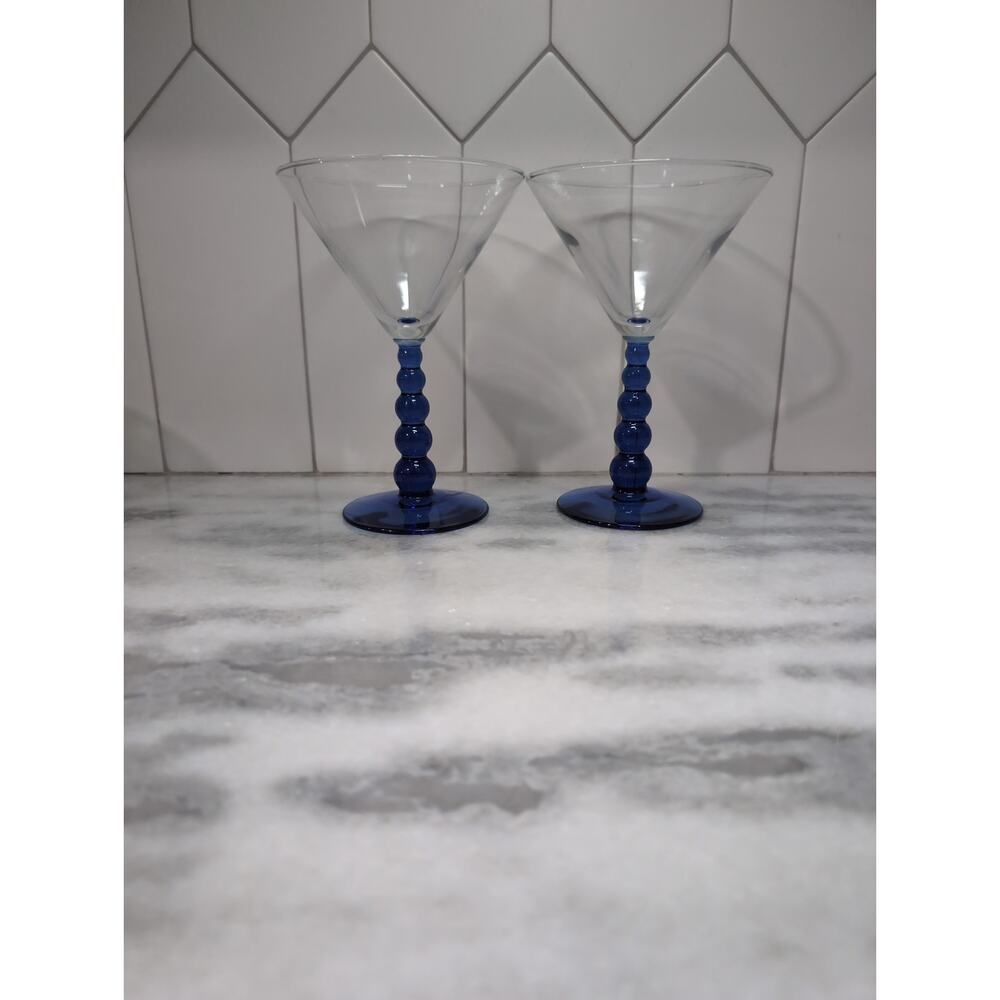 Libbey Metropolis Cobalt Blue Margarita Glasses, Set Of 2, Ball‎ Stem Glassware - Picture 4 of 9